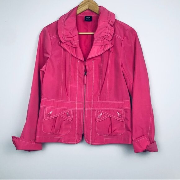 Tribal women Coral  pink Zip-Up Windbreaker jacket - Picture 2 of 14